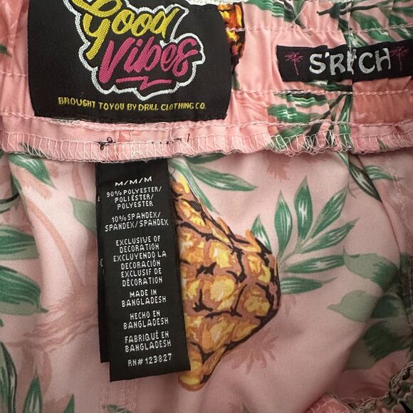 Good Vibes Swim Trunks Board Shorts Men Medium 30" Upside Down Pineapple Stretch - Picture 3 of 3